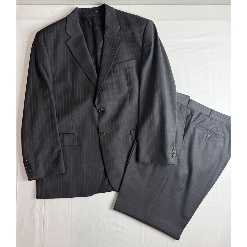Vintage Chaps Ralph Lauren 2-Piece Suit Mens 46 Blue Striped Pure Wool Canada